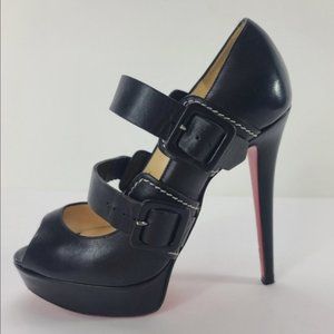Christian Louboutin Black Leather Buckles  Size 6.5EU